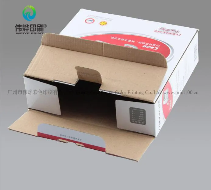 Caja de cartón de impresión en color de papel corrugado de embalaje publicitario